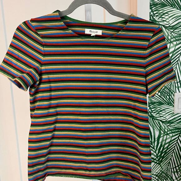 Madewell Luxe Crop Tee in Mathis Stripe XXS - Picture 6 of 10